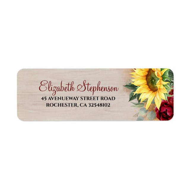 Burgundy Red Rose and Sunflower Rustic Fall (Front)