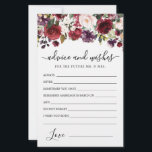 Burgundy Red Rose Floral Advice and Wishes Card<br><div class="desc">A beautiful burgundy red and blush pink rose floral border tops this Advice and Wishes card.</div>