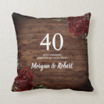 Burgundy Red Rose Rustic 40th Wedding Anniversary Cushion<br><div class="desc">Burgundy Red Rose Rustic 40th Wedding Anniversary Gift Pillow

See matching invitation and collection in Niche and Nest Store</div>