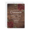 Burgundy Red Rose Rustic Wood Quinceanera Invite