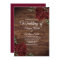 Burgundy Red Rose Rustic Wood Wedding Invitation
