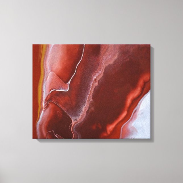 Burgundy Red Rust Swirls Liquid Marble Art Canvas Print (Front)