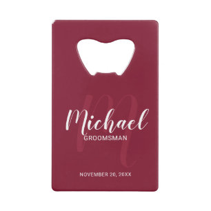 Burgundy Red Script Personalised Groomsmen