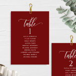 Burgundy Red, Seating Plan Cards with Guest Names<br><div class="desc">Help your guests find their table with this elegant modern seating plan cards with guests names. Double sided cards so guests can look from both, front or back for their names. Clear space all around giving you the liberty to use clips or punch hole for hanging displays, or use table...</div>