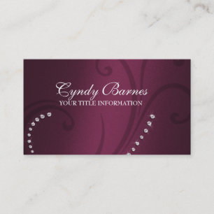 Burgundy Red Shimmer and Crystals Business Card