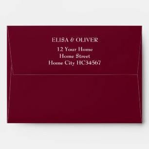 Burgundy Red Simple Elegant  Return Address Envelope