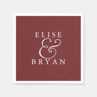 Burgundy Red Simple Modern Elegant Wedding Napkin