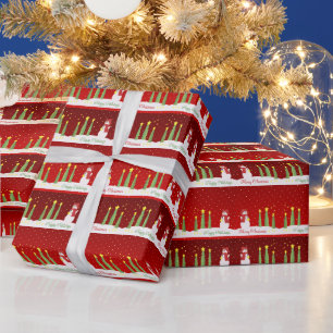 Burgundy Red Snowman Wrapping Paper