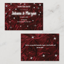 Burgundy Red Stars Save the Date Card
