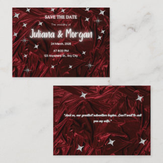 Burgundy Red Stars Save the Date Card
