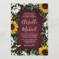 Burgundy Red Sunflower Greenery Wreath Wedding