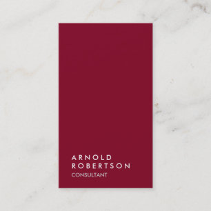 Burgundy Red Trendy Modern Minimalist Simple Business Card
