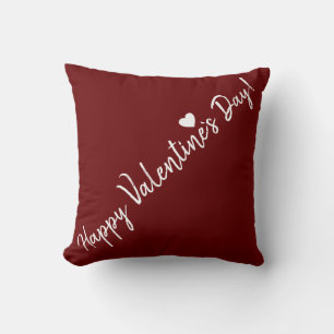 Burgundy Red Valentine`s day Heart Script Cushion