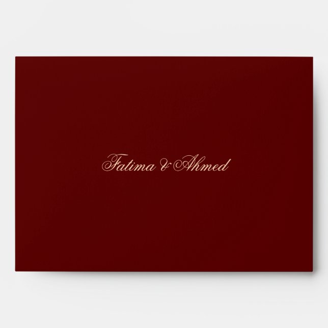 Burgundy Red Vintage Muslim Wedding Invitation Envelope (Front)
