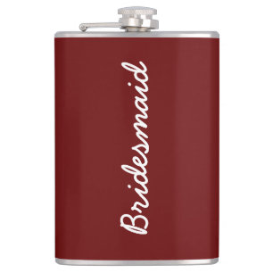 Burgundy Red Wedding Bridal Bridesmaid Gift Favour Hip Flask