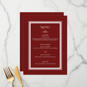 Burgundy red wedding flat menu