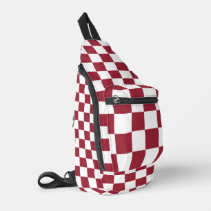 Burgundy Red White Chequered Sling Bag