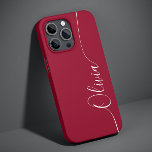 Burgundy Red White Elegant Calligraphy Script Name Case-Mate iPhone 14 Case<br><div class="desc">Burgundy Red White Elegant Calligraphy Script Custom Personalised Name iPhone 14 Smart Phone Cases features a modern and trendy simple and stylish design with your personalised name in elegant hand written calligraphy script typography on a burgundy red background. Designed by ©Evco Studio www.zazzle.com/store/evcostudio</div>