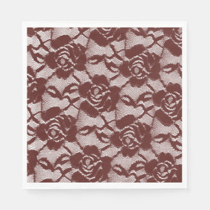 Burgundy Red White Lace Floral Napkin
