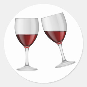 Burgundy Red Wine Champagne Glasses Wedding Classic Round Sticker