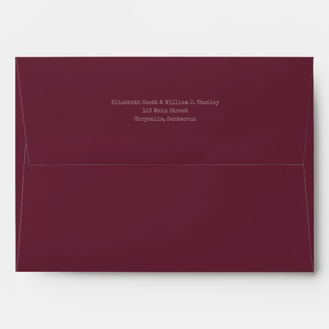Burgundy Red Wine Fall Autumn Vintage Wedding Envelope (Back (Top Flap))