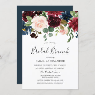 Burgundy Red Wine Floral Bridal Brunch Invite