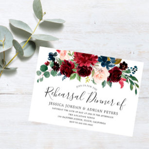 Burgundy Red Wine Modern Rehearsal Dinner Invite