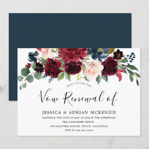 Burgundy Red Wine Modern Vow Renewal Invite