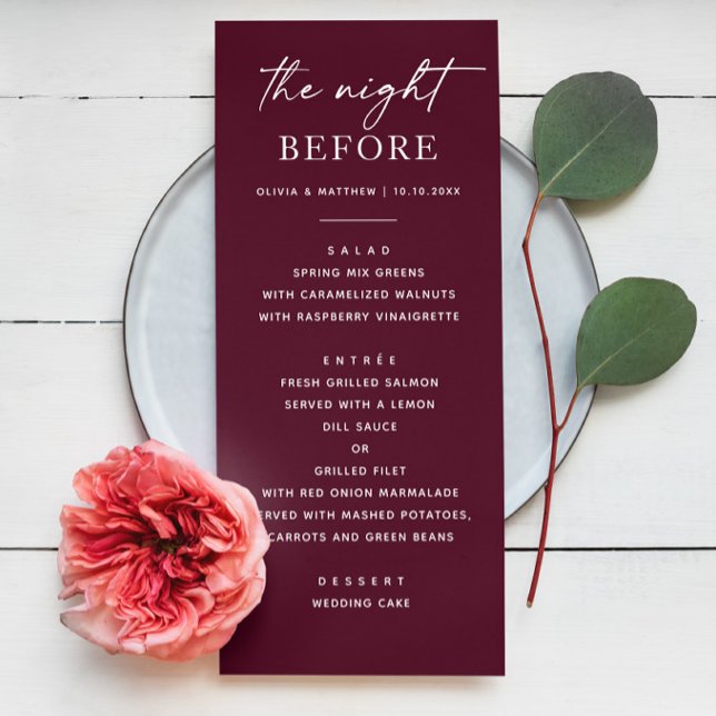 Burgundy Rehearsal Dinner | Elegant Night Before Menu (Creator Uploaded)
