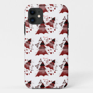 Burgundy Repeated Christmas Tree Pattern Case-Mate iPhone Case