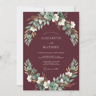 Burgundy Resplendent Autumn Wedding Invitation