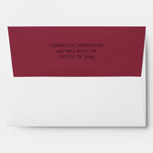 Burgundy Return Address Wedding Invitation Envelope (Back (Top Flap))