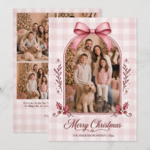 Burgundy Ribbon Arch Multi Photo Christmas