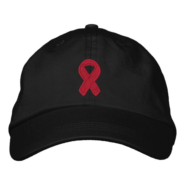 Burgundy Ribbon Awareness Embroidered Hat (Front)