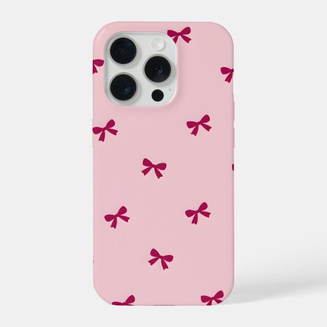 Burgundy Ribbon Bow Pink Pattern iPhone Case (Back)