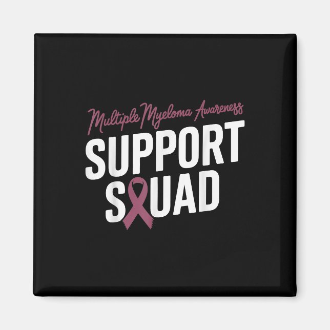 Burgundy Ribbon Support Squad For Multiple Myeloma Magnet (Front)