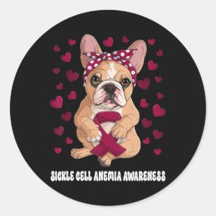Burgundy Ribbon Survivor Sickle Cell Anaemia Aware Classic Round Sticker