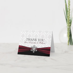 Burgundy Ribbon Thank You Card