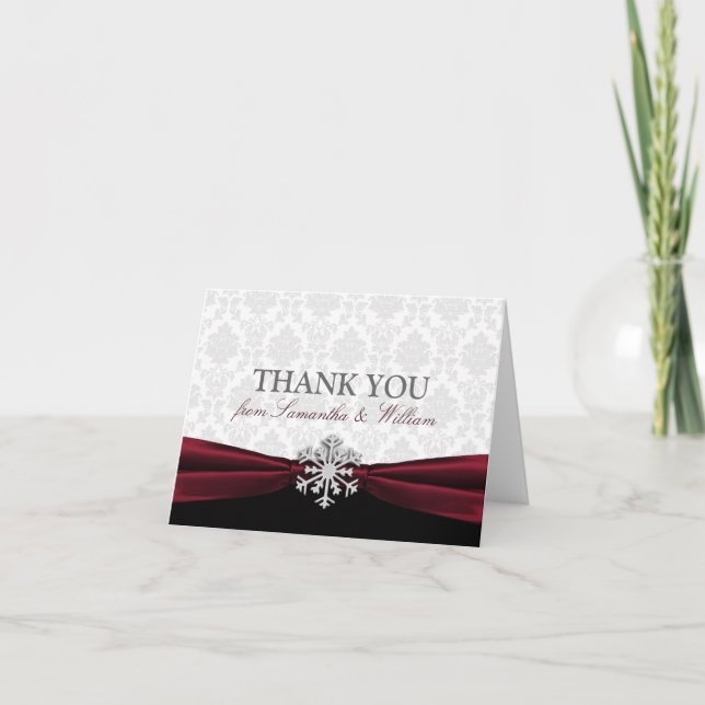 Burgundy Ribbon Thank You Card (Front)