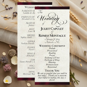 Burgundy Ribbon Wedding Program Programme