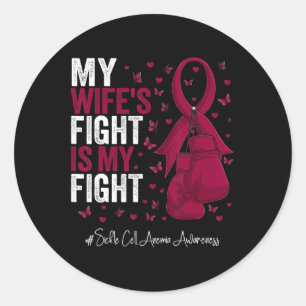 Burgundy Ribbon Wife Sickle Cell Anaemia Awareness Classic Round Sticker