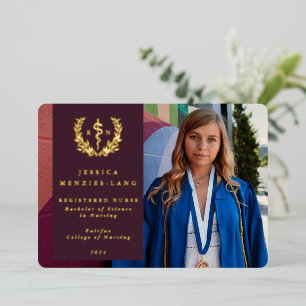Burgundy RN Asclepius Graduation Announcement