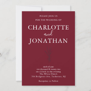Burgundy Romantic Botanical Wedding Invitation