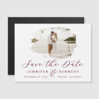 Burgundy Romantic Brushed Photo Save The Date