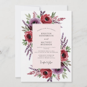 Burgundy Romantic Meadow Wedding Invitation
