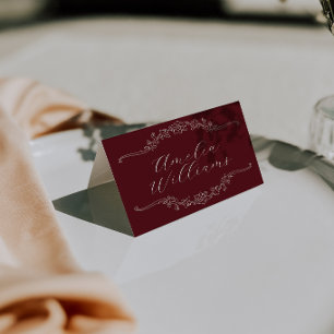 Burgundy Romantic Old Money Wedding Place Cards