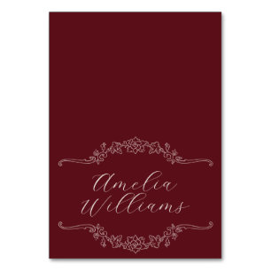 Burgundy Romantic Old Money Wedding Place Cards