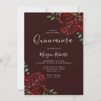 Burgundy Romantic Red Roses Quinceanera Party