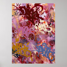 Burgundy Rose Abstract Graffiti Lettering