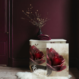 Burgundy Rose, & Beige, Close Up Flower Tissue Paper